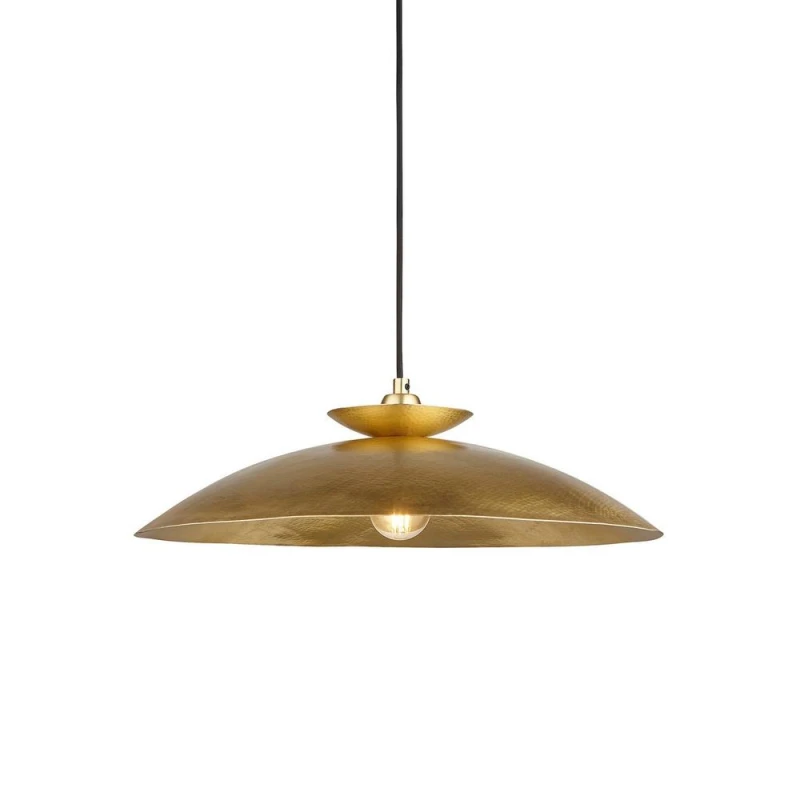 Image of Livorno Dome Pendant Ceiling Light Hammered Brass, Brass Plate