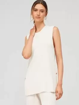 Image of Barbour International Anderson Ribbed Lightweight Knit Vest - Beige, Beige, Size 16, Women