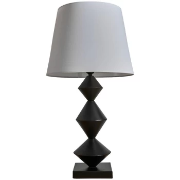 Image of Black Distressed Table Lamp Light with Aspen Shade - White - No Bulb