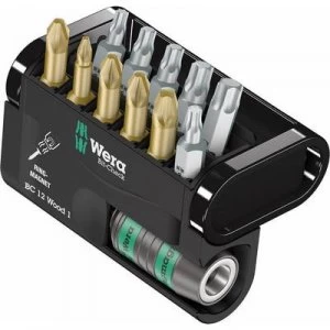 Image of Wera Bit-Check 12 Wood 1 05057423001 Bit set 12 Piece Pozidriv, Phillips, TORX socket