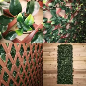 Image of 100cm x 200cm PE Backed Artificial Fence Garden Trellis Privacy Screening Indoor Outdoor Wall Panel - Gardenia Leaf