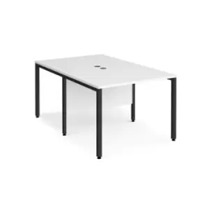 Image of Office Desk 2 Person Rectangular Desk 1000mm White Tops With Black Frames 1600mm Depth Maestro 25
