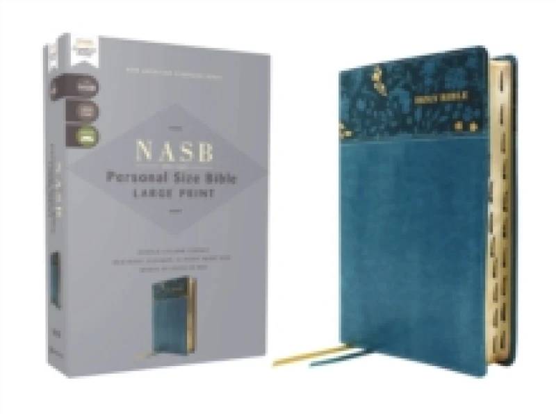 Image of NASB, Personal Size Bible, Large Print, Leathersoft, Teal, Red Letter, 1995 Text, Thumb Indexed, Comfort Print. Leather / fine binding Books