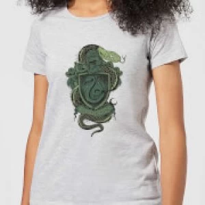 Image of Harry Potter Slytherin Drawn Crest Womens T-Shirt - Grey - M