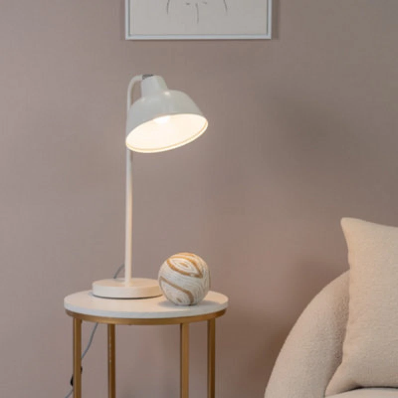 Image of ValueLights Morris Retro Dome Metal Desk Office Table Lamp Light White