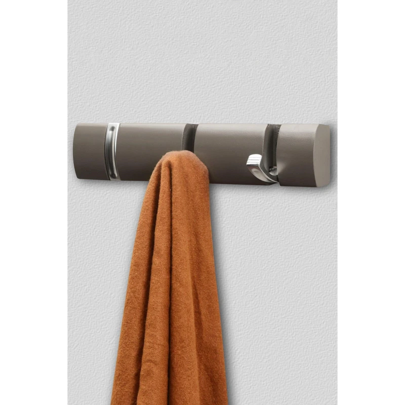 Image of House of Home 3 Wall Mounted Coat Hooks Hanging Clothes Rack for Doors Halls Bedrooms Grey unisex