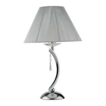 Image of Fan Europe Lighting - Fan Europe ORCHESTRA Table Lamp with Round Tapered Shade Chrome, K9 Crystals With Fabric 35x53.5cm