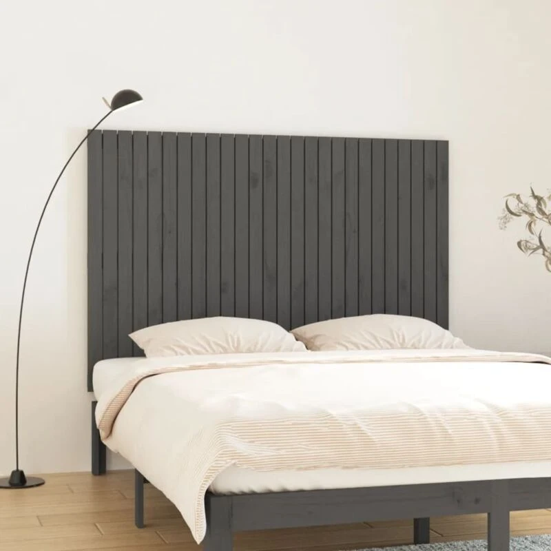 Image of Vidaxl Wall Headboard Grey 166X3X110 Cm Solid Wood Pine, Grey 824960