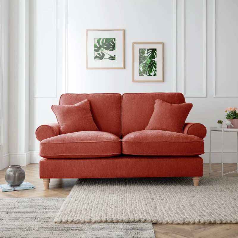 Image of The Great Sofa Company Ezra 2 Seater Sofa Manhattan Apricot in Terracotta Terracotta Unisex