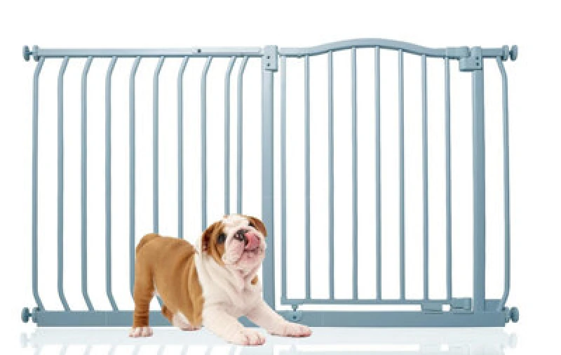 Image of Bettacare Curved Top Dog Gate, 125Cm - 134Cm, Matt Grey, Pressure Fit Pet Gate For Dog And Puppy, Pet And Dog Barrier