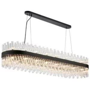 Image of Luminosa Kalih 36 Light G9, Ceiling Pendant Oblong, Satin Black, Clear Item Weight: 33.98kg