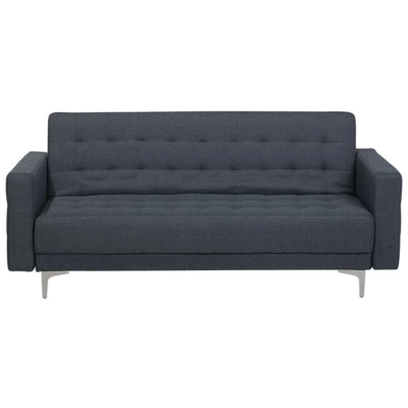 Image of Beliani Sofa Bed 3 Seater Aberdeen Fabric Dark Grey