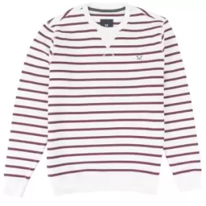 Image of Crew Clothing Mens Breton Crew Neck Sweater Purple/Ecru Medium