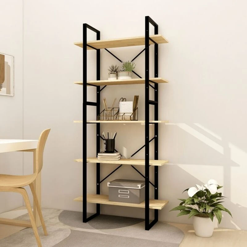 Image of VIDAXL 5-Tier Book Cabinet 80x30x175cm Pinewood vidaXL 8720286649497