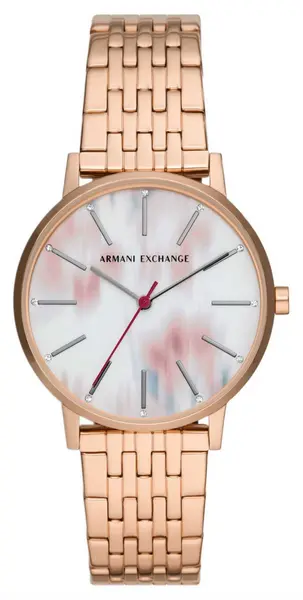 Image of Armani Exchange AX5589 Womens Pink and White Dial Rose Watch