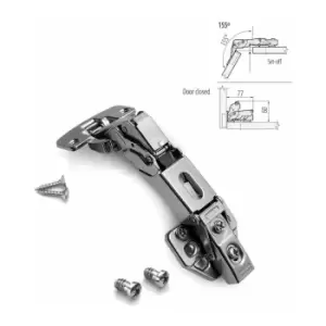 Image of Angular 155° Hydraulic Clip-On Soft Close Wardrobe Door Hinge - With Euro Screw