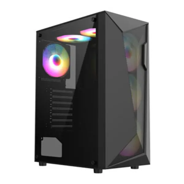 Image of CiT Carisma Black Mid Tower Tempered Glass PC Gaming Case