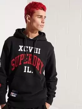 Image of Superdry Varsity Arch Hoodie - Black Size M Men
