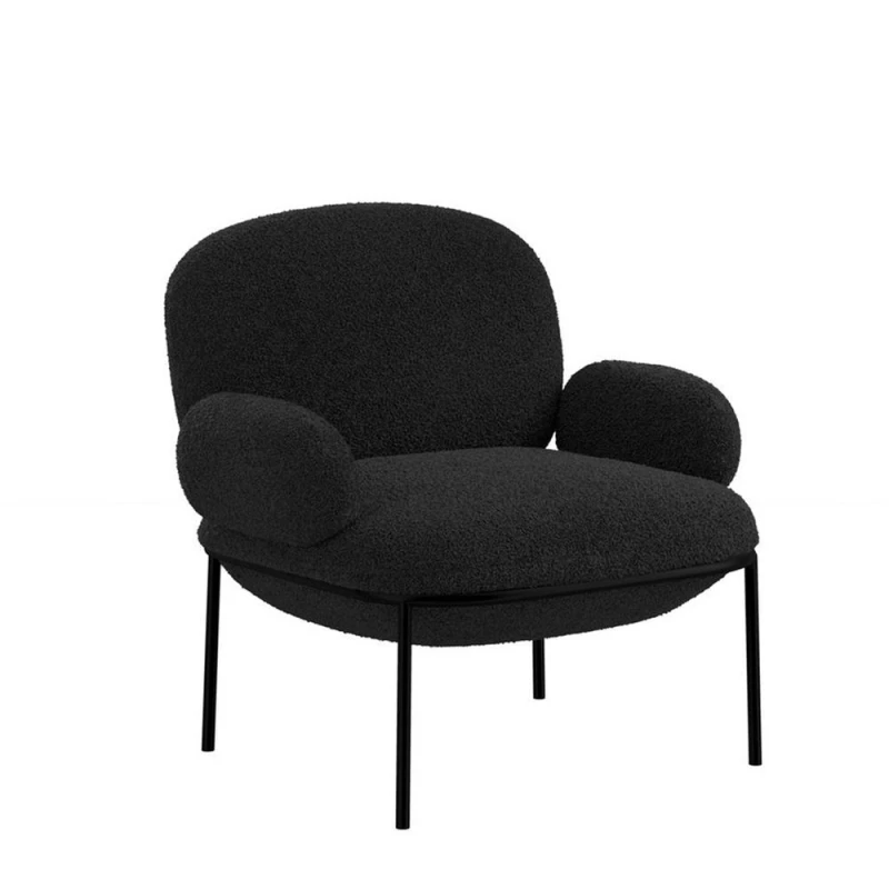 Image of Avery Indoor Chair - Sherpa/Metal - L74 x W80 x H79cm - Black - Flat Pack LPDAVEBLACHA