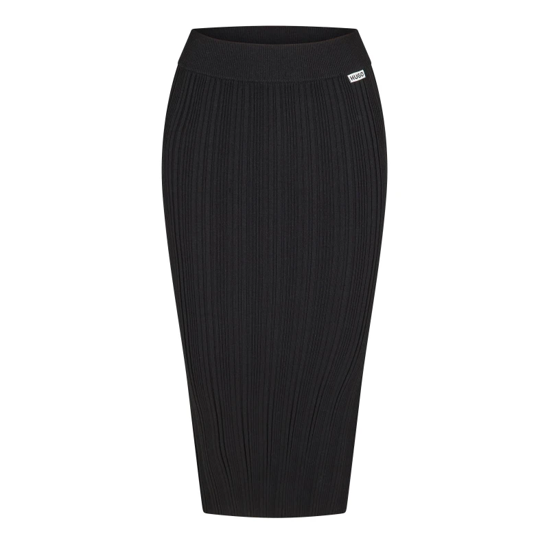 Image of Hugo Womens Sareplie Knitted Skirt Black female 6 (XS)
