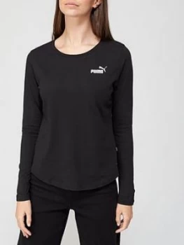 Image of Puma Essential Long Sleeve Tee - Black, Size L, Women