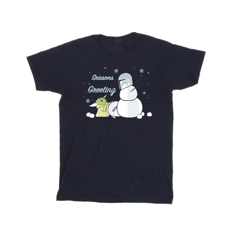 Image of Star Wars Star Wars Men Seasons Greetings Cotton T-Shirt in Navy Size: Small Navy S Male 5063376851312