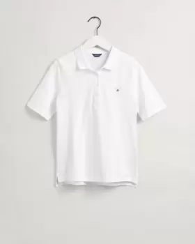 Image of GANT Women Original Long-Short Sleeve Pique Polo Shirt (XL) White