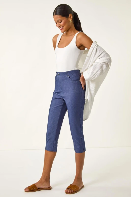 Image of Roman Womens Lift Sculpt Shape Cropped Stretch Trouser in Indigo Size: 20 Indigo Female 20