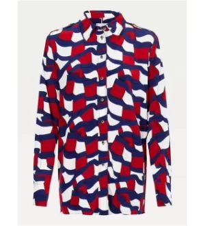Image of TOMMY HILFIGER BLOUSE WITH ALL OVER FLAG PRINT