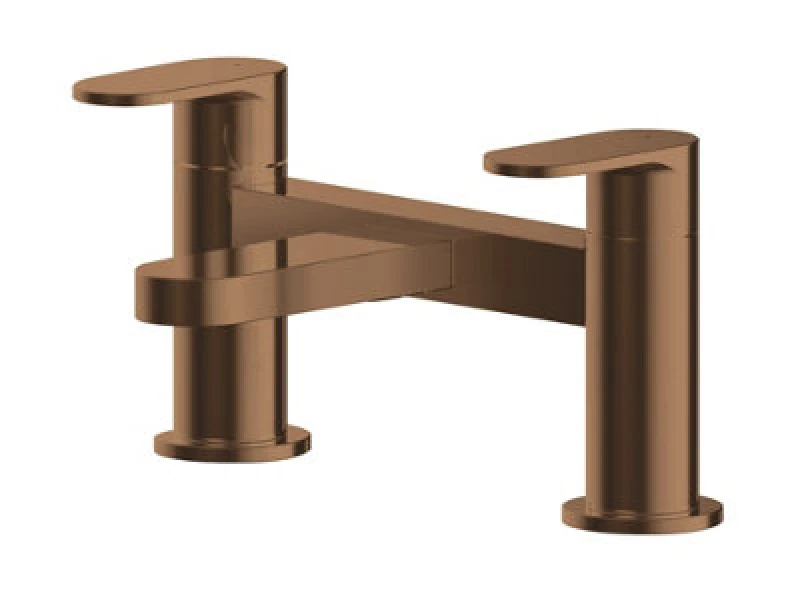 Image of Balterley Current Round Bath Filler Tap, Dual Lever Handles - Brushed Bronze in Brown Brown Unisex