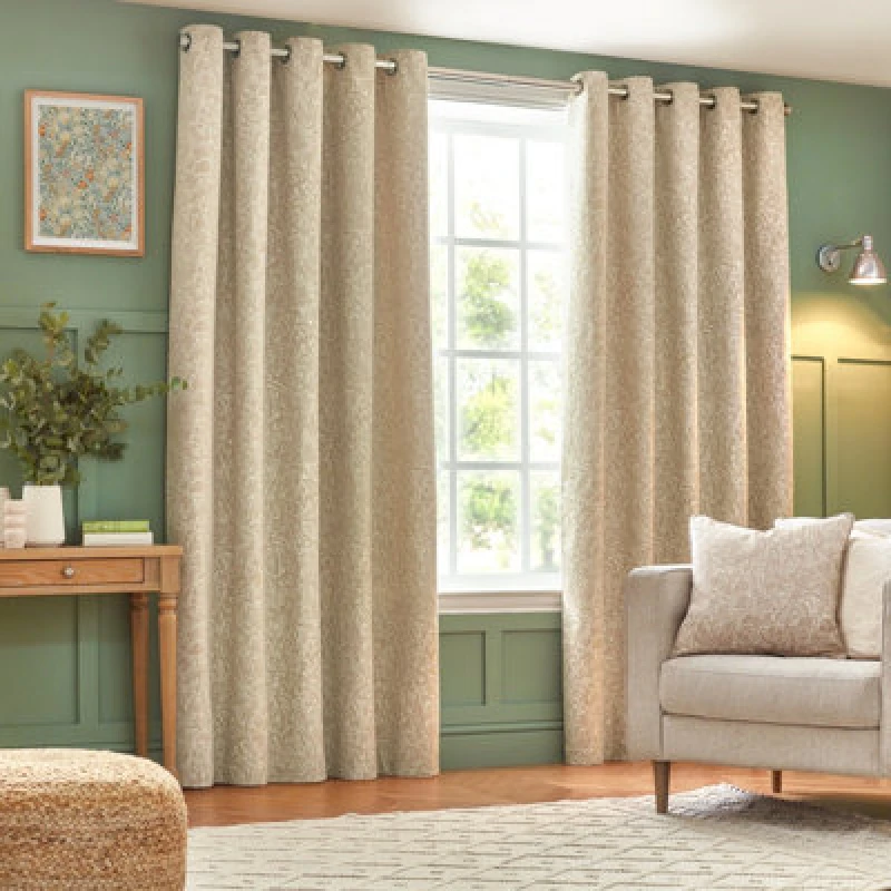 Image of Grantley Jacquard Eyelet Curtains Natural, Natural / 229 x 183cm