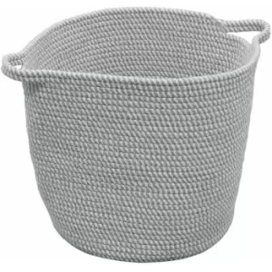 Image of JVL - Edison Round Cotton Rope Storage Basket with Handles, Grey
