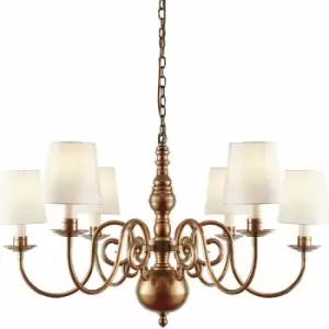 Image of Luxury Hanging Ceiling Pendant Light Solid Brass Marble Silk 6 Lamp Chandelier