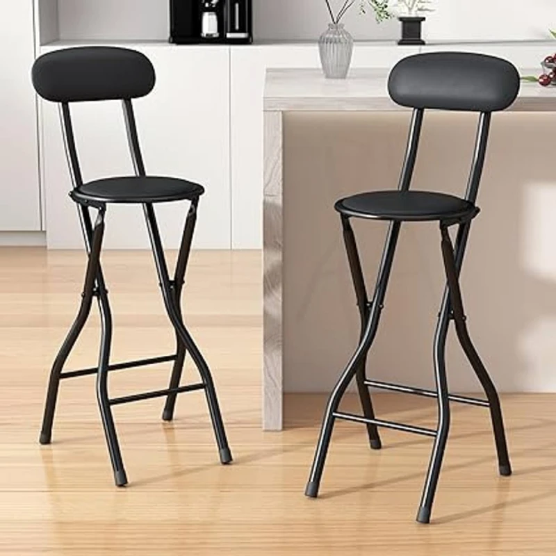 Image of MCC Direct Folding Breakfast Bar Stool padded High Chair Set of 2 White in Black Unisex