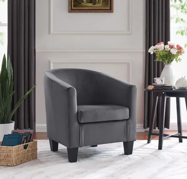 Image of Home Detail Canberra Tub Chair Accent Chair With Wooden Legs Dark Grey