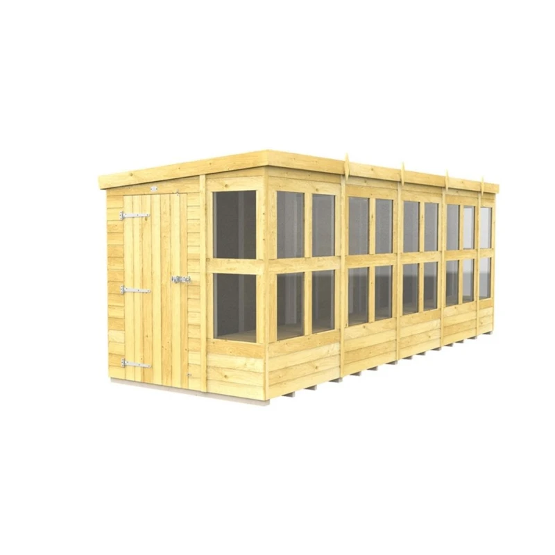 Image of Buttercup Farm 18 x 6 Feet Pent Potting Shed - Wood - L178 x W533 x H201cm in Brown Brown Unisex