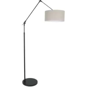 Image of Sienna Lighting - Sienna Prestige Chic Floor Lamp with Shade Matte Black, Linen Grey
