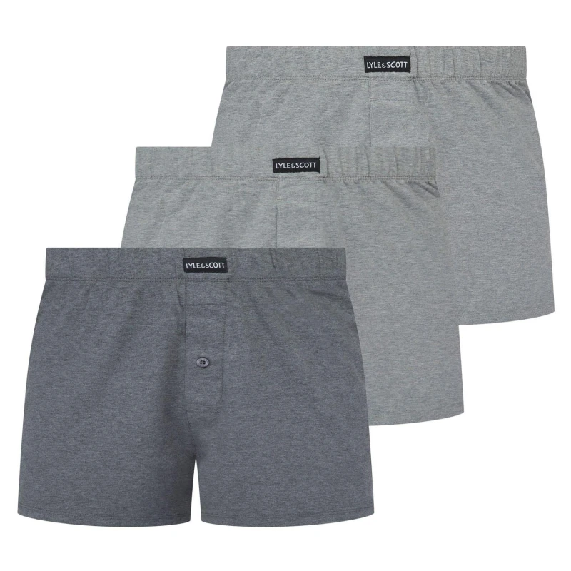 Image of Lyle and Scott 3 Pack of Woven Boxers Grey male S