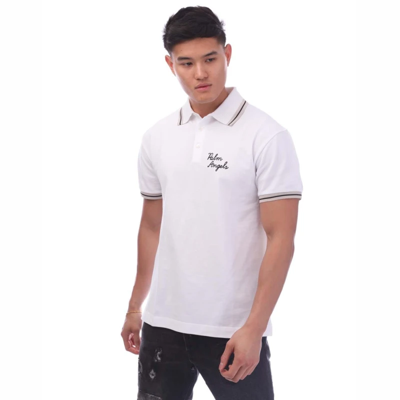 Image of Palm Angels Embroidered Polo Shirt - White White S