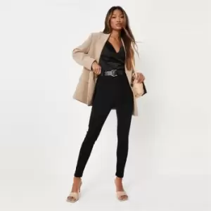 Image of Missguided recycled belted jeans - Black