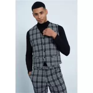 Image of I Saw It First Check Print Waistcoat - Black