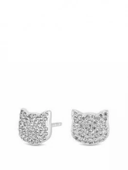 Image of Simply Silver Cat Stud Earrings