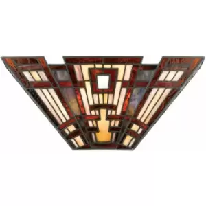 Image of Twin Wall UpLight Tiffany Style Coloured Glass Shade Valiant Bronze LED E14 60W