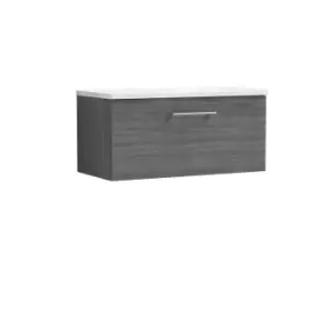 Image of Nuie Arno 800mm Wall Hung 1 Drawer Vanity & Sparkling White Laminate Top Anthracite