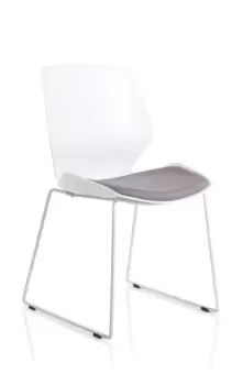 Image of Florence Sled White Frame Dark Grey Fabric Visitor Chair