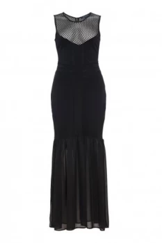 Image of French Connection Chantilly Beau Jersey Mesh Maxi Dress Black
