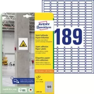 Image of Avery-Zweckform L7871-20 Labels 25.4 x 10 mm Paper White 3780 pc(s) Permanent, Strongly adhesive Adhesive labels (extra strong), Multi-purpose labels