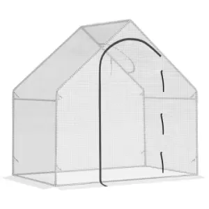 Image of Outsunny Walk-in Portable Greenhouse Mini Grown House Steel Frame Window - White