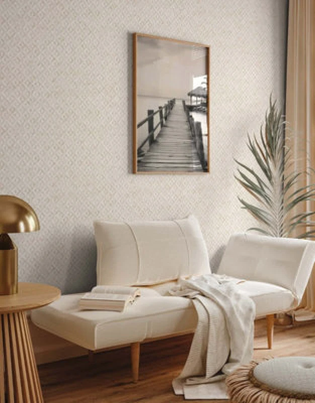 Image of As Creation Bricoflor Non-Woven Wallpaper, Geometric Wallpaper In Gold, White - 10,05 X 0,53 M