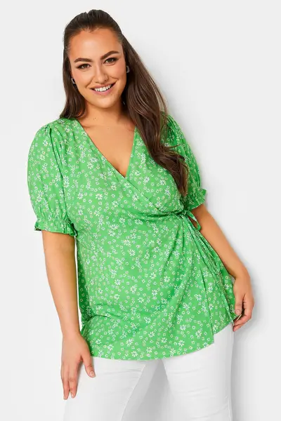 Image of Yours Wrap Top Green